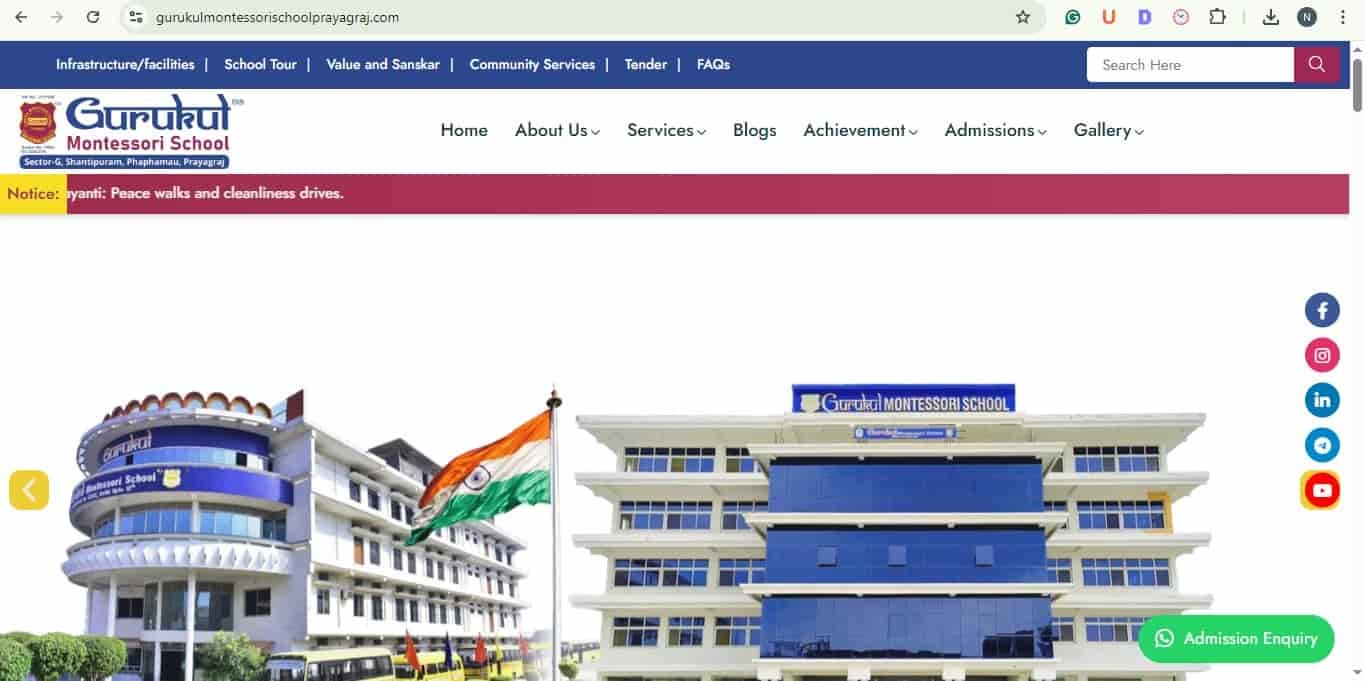 School website for Gurukul School Prayagraj-Web Design Project of Digital Vahan